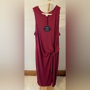 Ava Viv‎ Women's Burgundy Midi A-Line Dress Size 2X